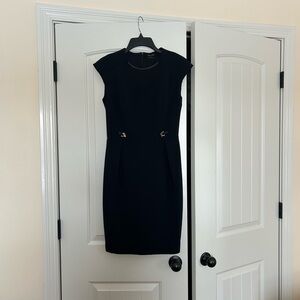 Massimo Dutti Black Mini Dress with Gold Accents